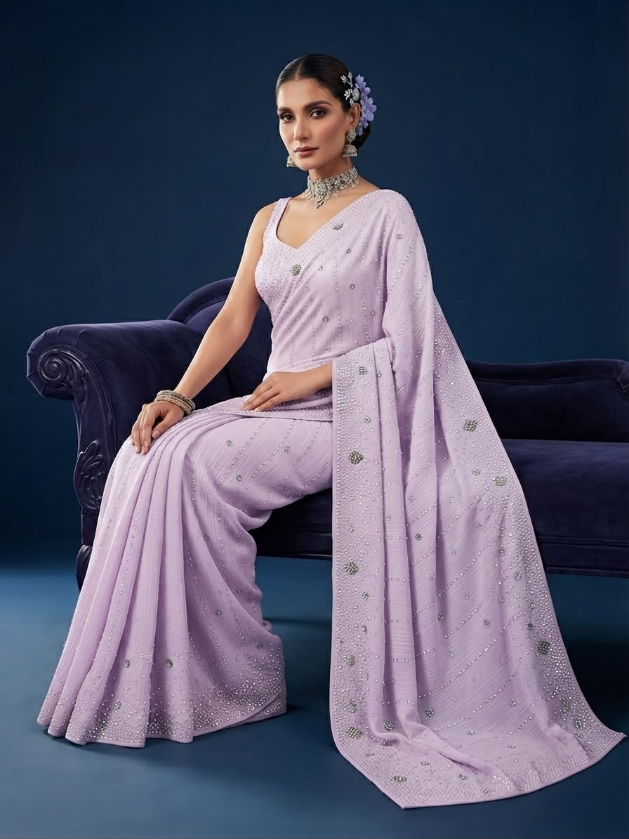 New Indian Crinkle Silk Saree