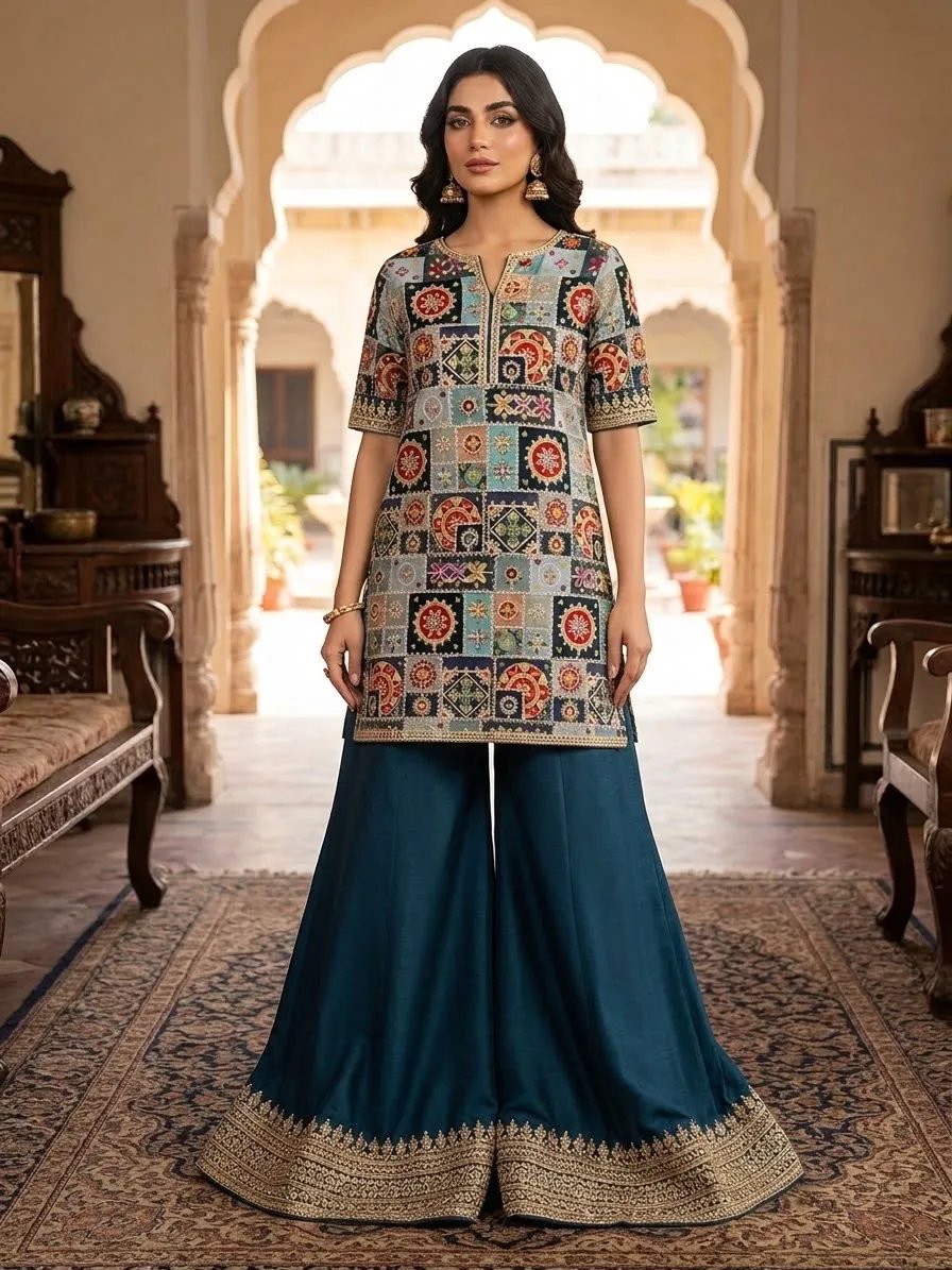 Indian Grip short Shirt With Farshi Shalwar 2 peace