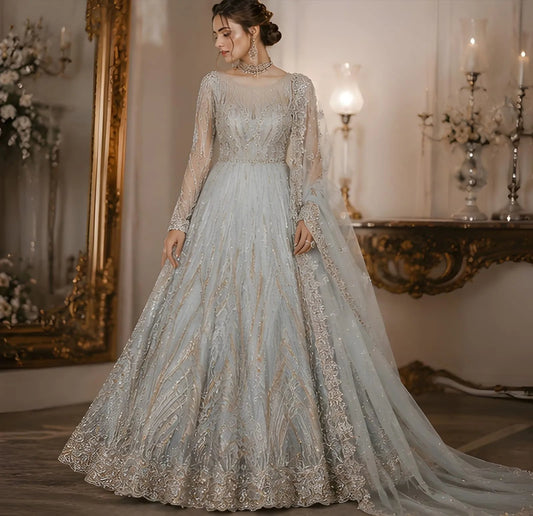 Long Maxi With Dupata Trouser Net Cut dana