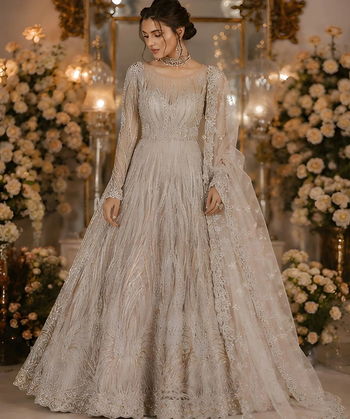Long Maxi With Dupata Trouser Net Cut dana