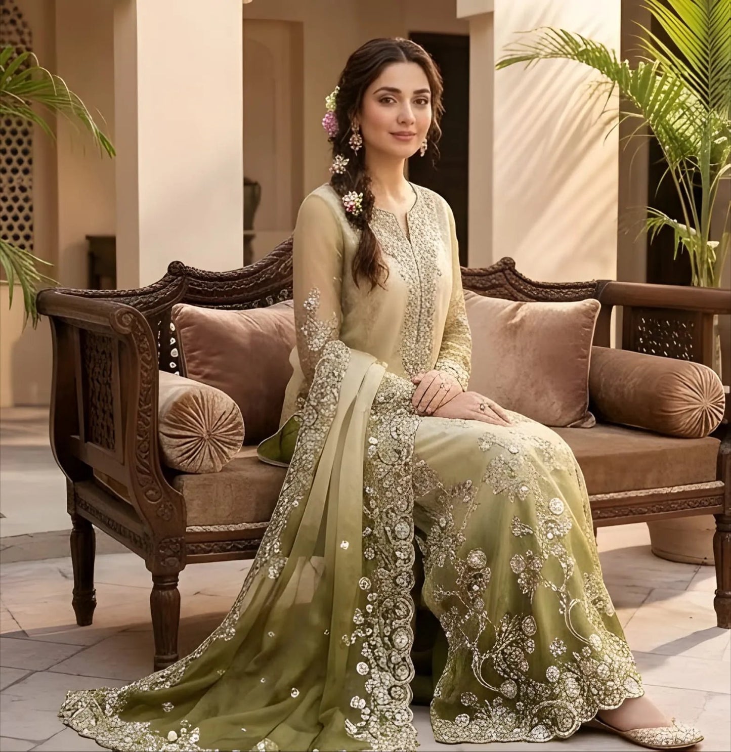 3 Piece Suit Long Shirt Shisha silk Cut Dana