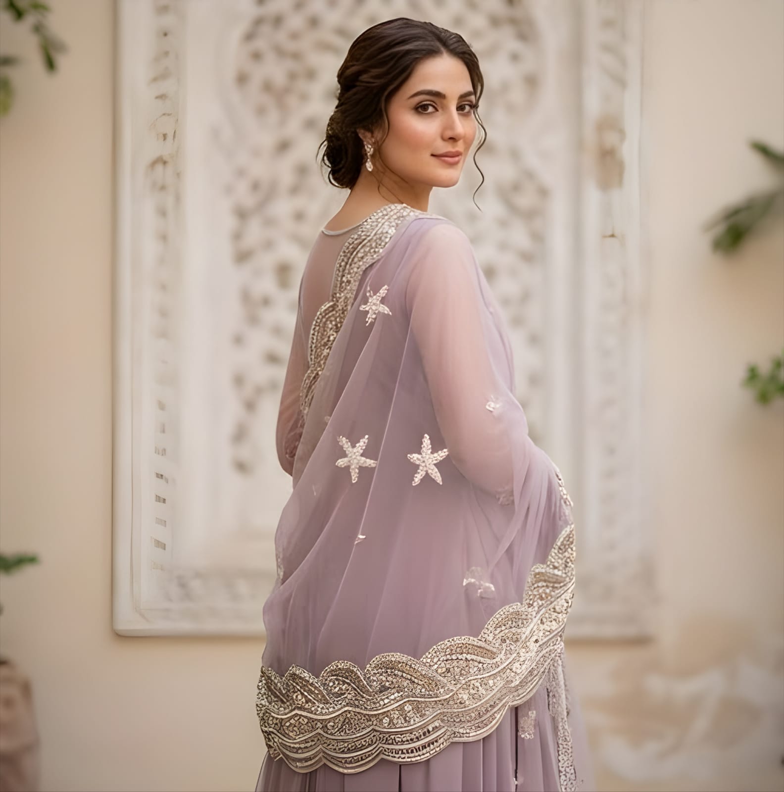 Long Maxi With Dupatta Trouser Net Cut Dana