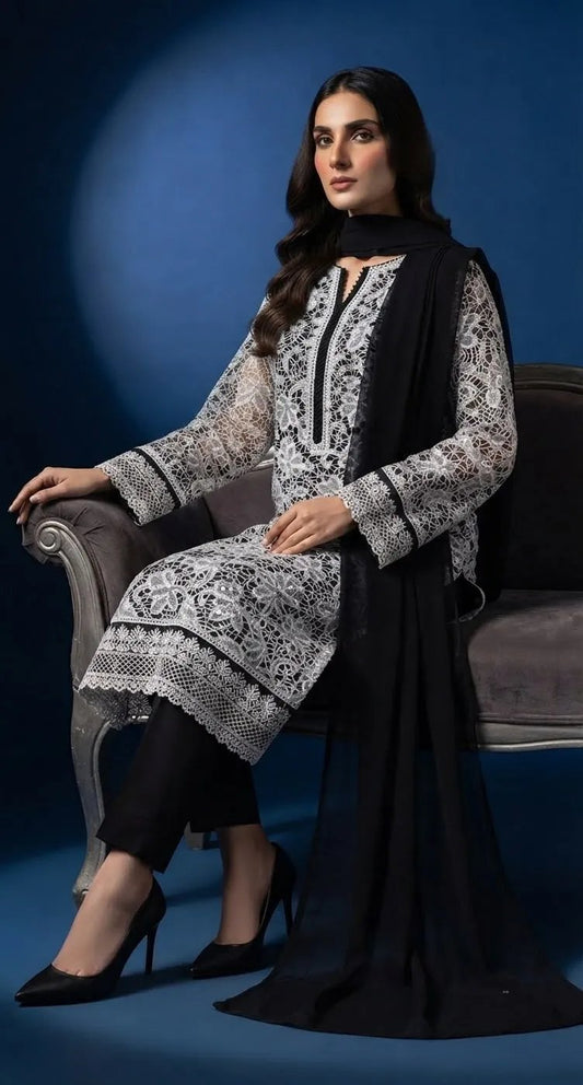 3-Piece Long Shirt – Cut Work