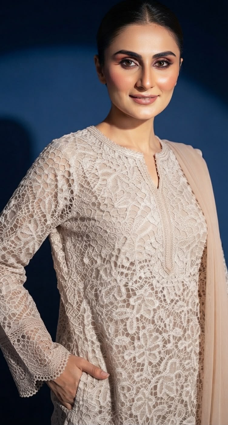 3-Piece Long Shirt – Cut Work