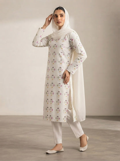 Pure Grip Laser Cut Work 3-Piece Long Shirt
