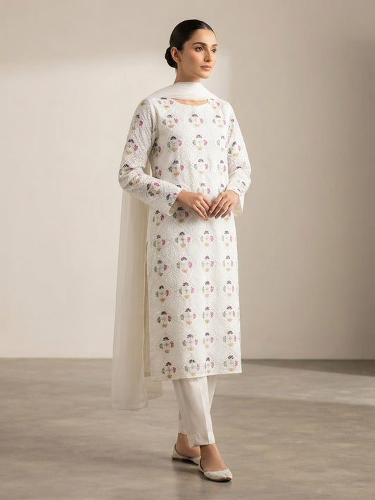 Pure Grip Laser Cut Work 3-Piece Long Shirt