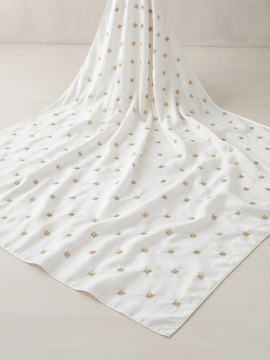Medium Silk White Dupatta (3 Yards)
