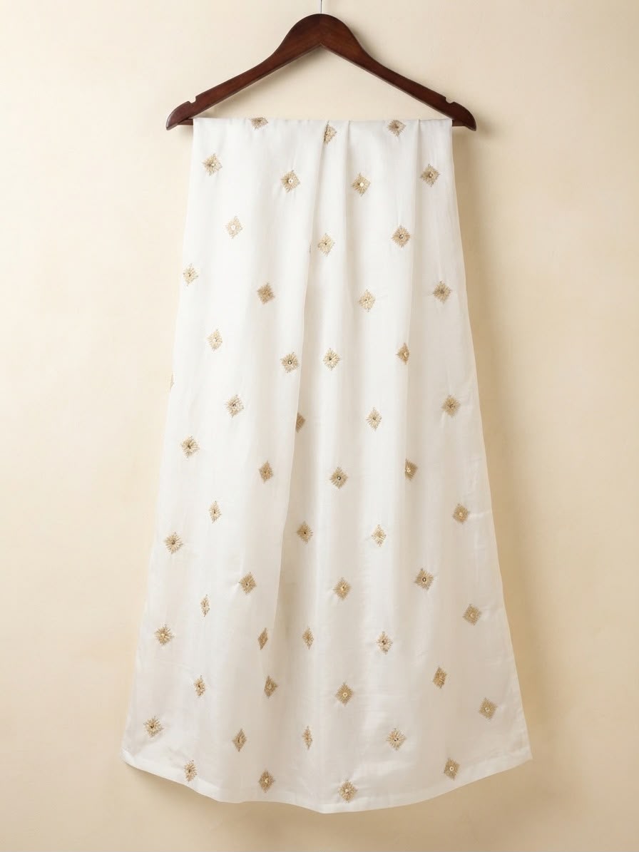 Medium Silk White Dupatta (3 Yards)