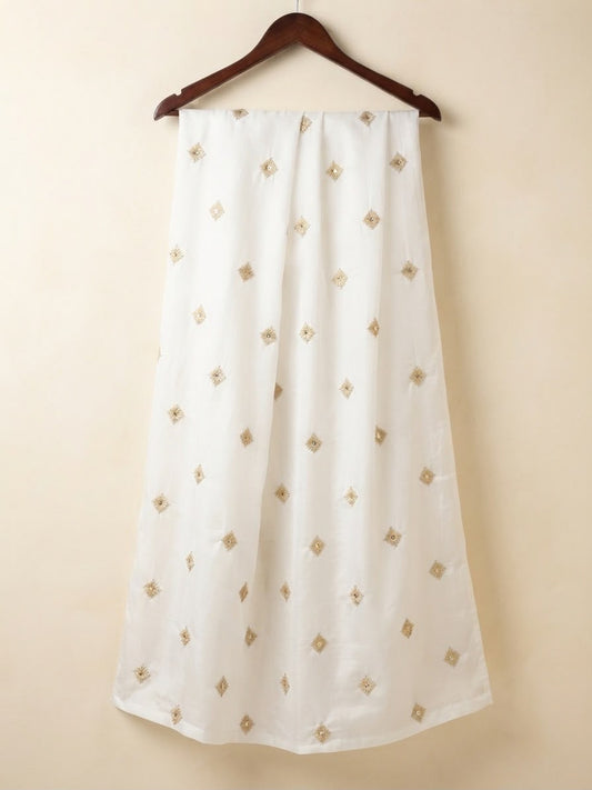 Medium Silk White Dupatta (3 Yards)