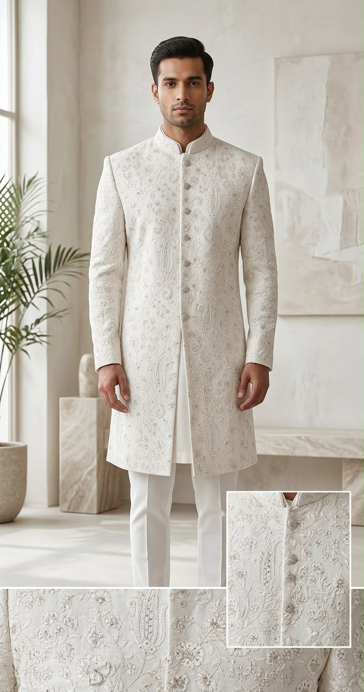 Elegance – Men’s Sherwani Women’s Raw Silk Lehenga Pair