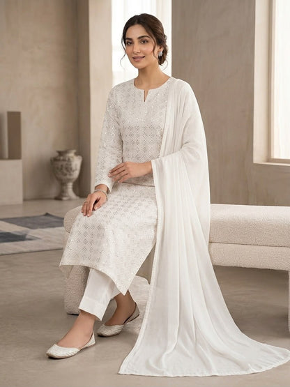 Raw Silk 3-Piece Suit – Long Shirt | All Colors Available