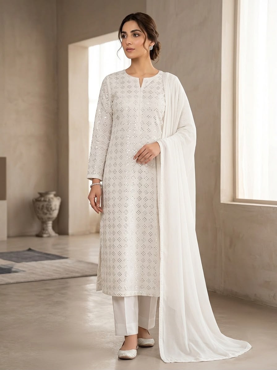 Raw Silk 3-Piece Suit – Long Shirt | All Colors Available