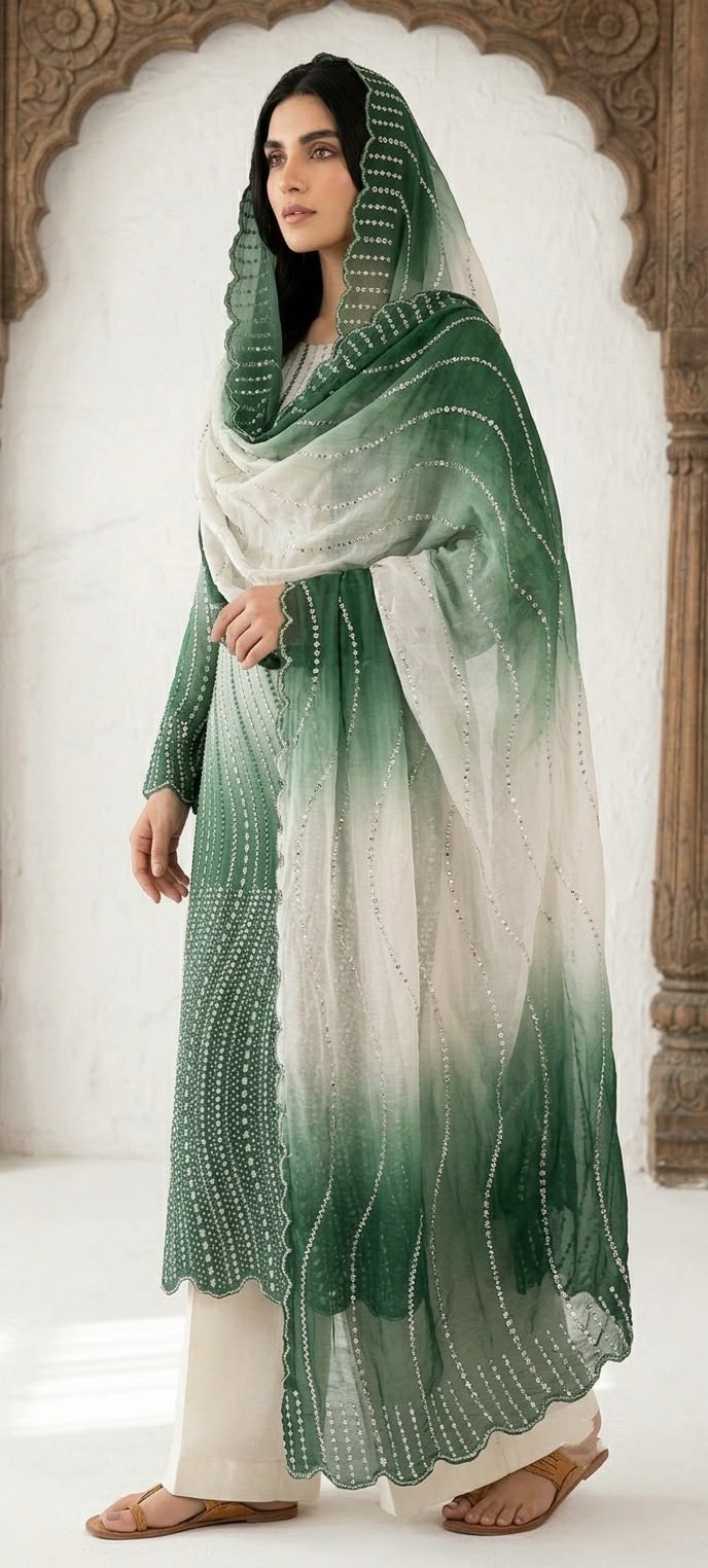 Emerald Sheesha Silk Cut-Dana 3-Piece Long Suit (Flat 20% OFF)