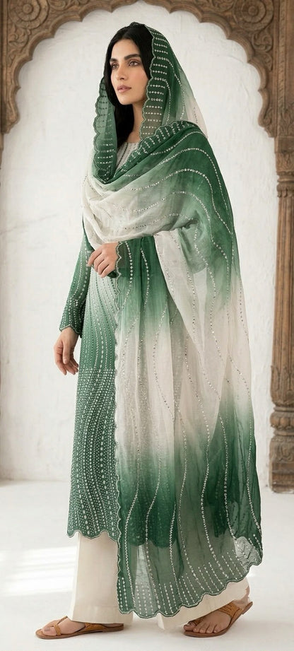 Emerald Sheesha Silk Cut-Dana 3-Piece Long Suit (Flat 20% OFF)